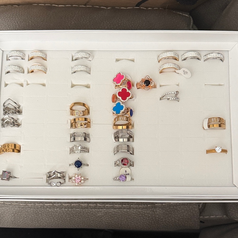 Over 30 Assorted Fashion Rings - Various Sizes
